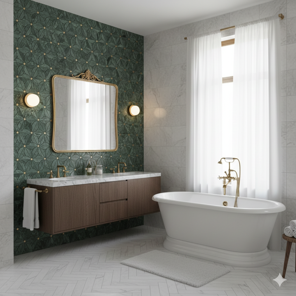 Grön Marmor Mosaik