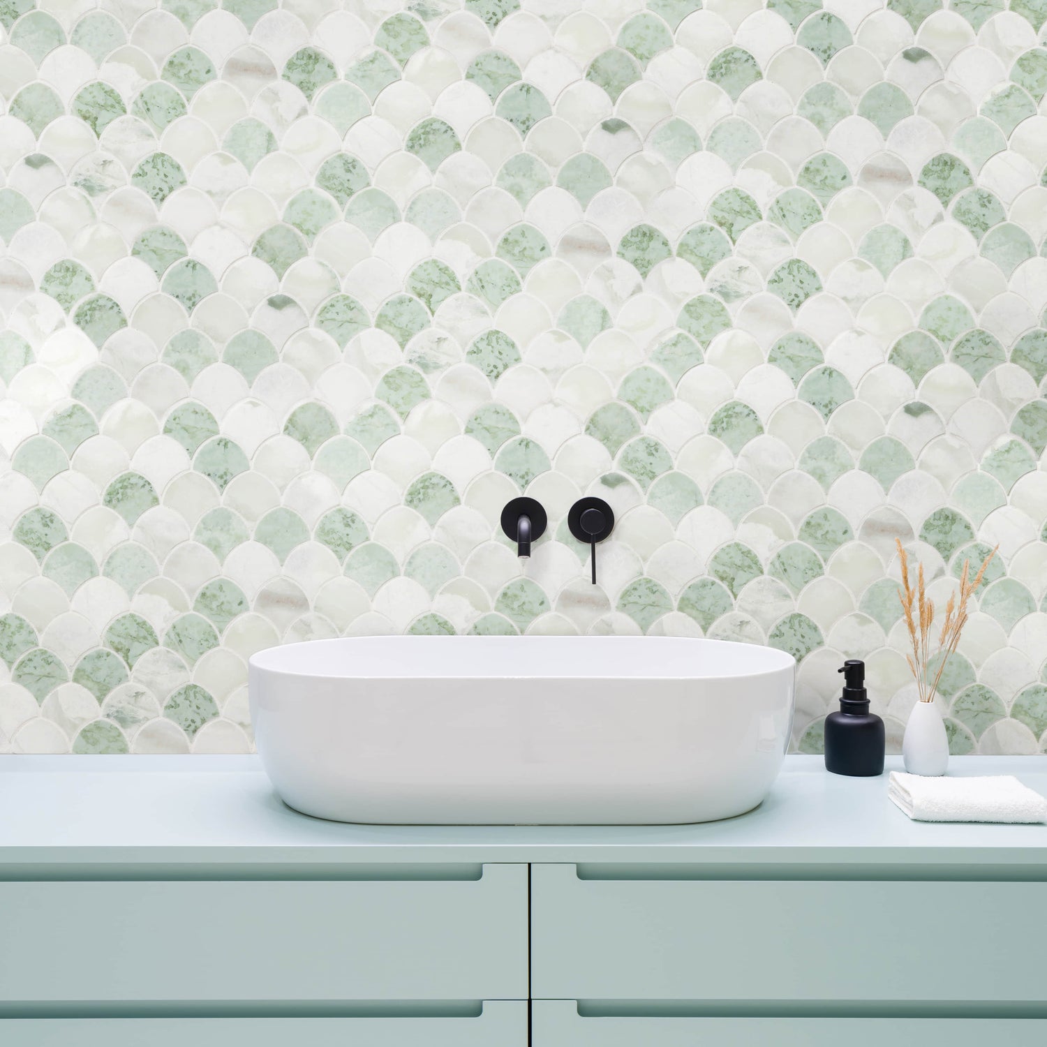 Ljusgrön Marmor Mosaik