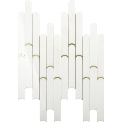 Marmormosaik Bamboo polerad vit 29x29.7 cm - produktbild av ark