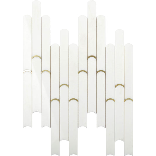 Marmormosaik Bamboo polerad vit 29x29.7 cm - produktbild av ark