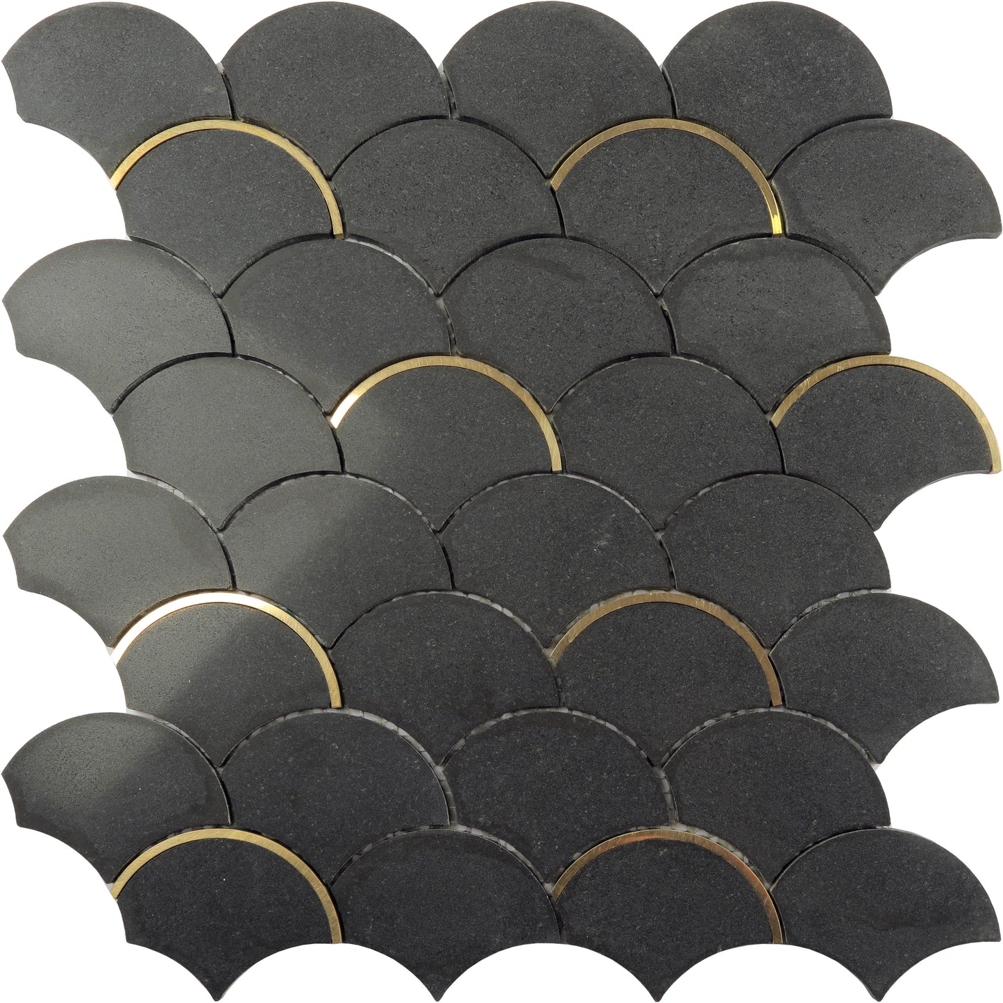 Marmormosaik Fan polerad svart 29.2x31.7 cm - produktbild av ark