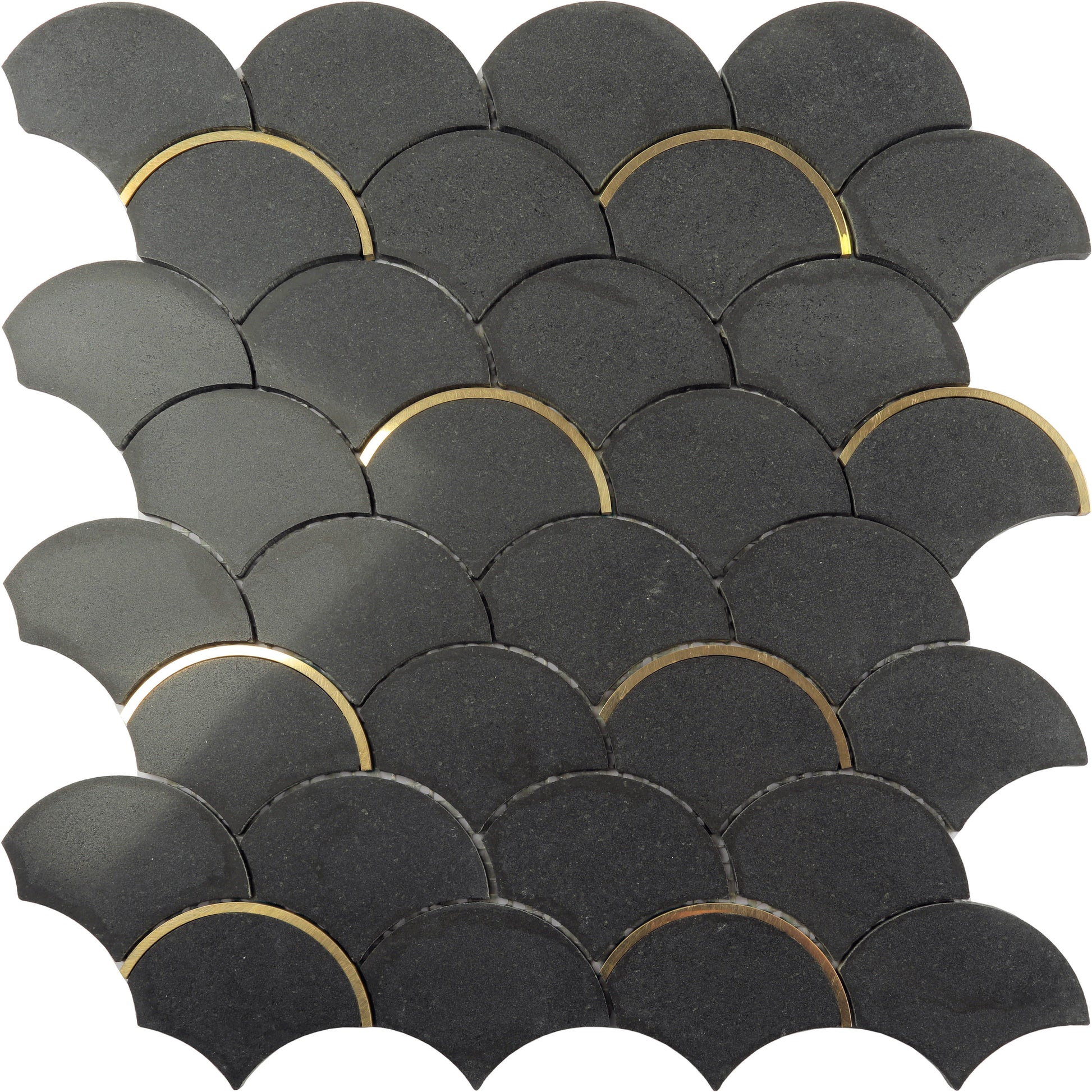 Marmormosaik Fan polerad svart 29.2x31.7 cm - produktbild av ark