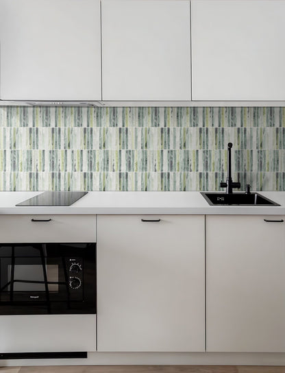 curved grön mosaik i köket