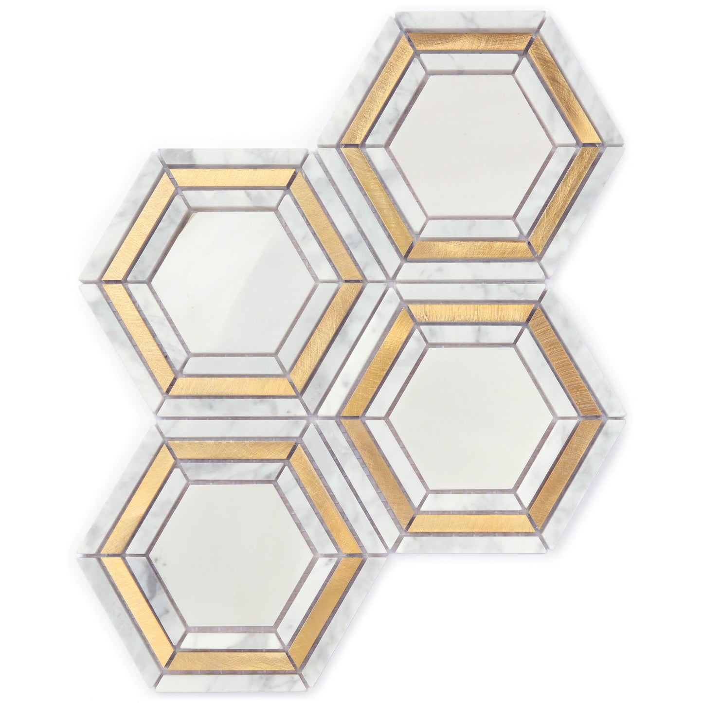 Mosaik Marmor Trapezium med mässing ark