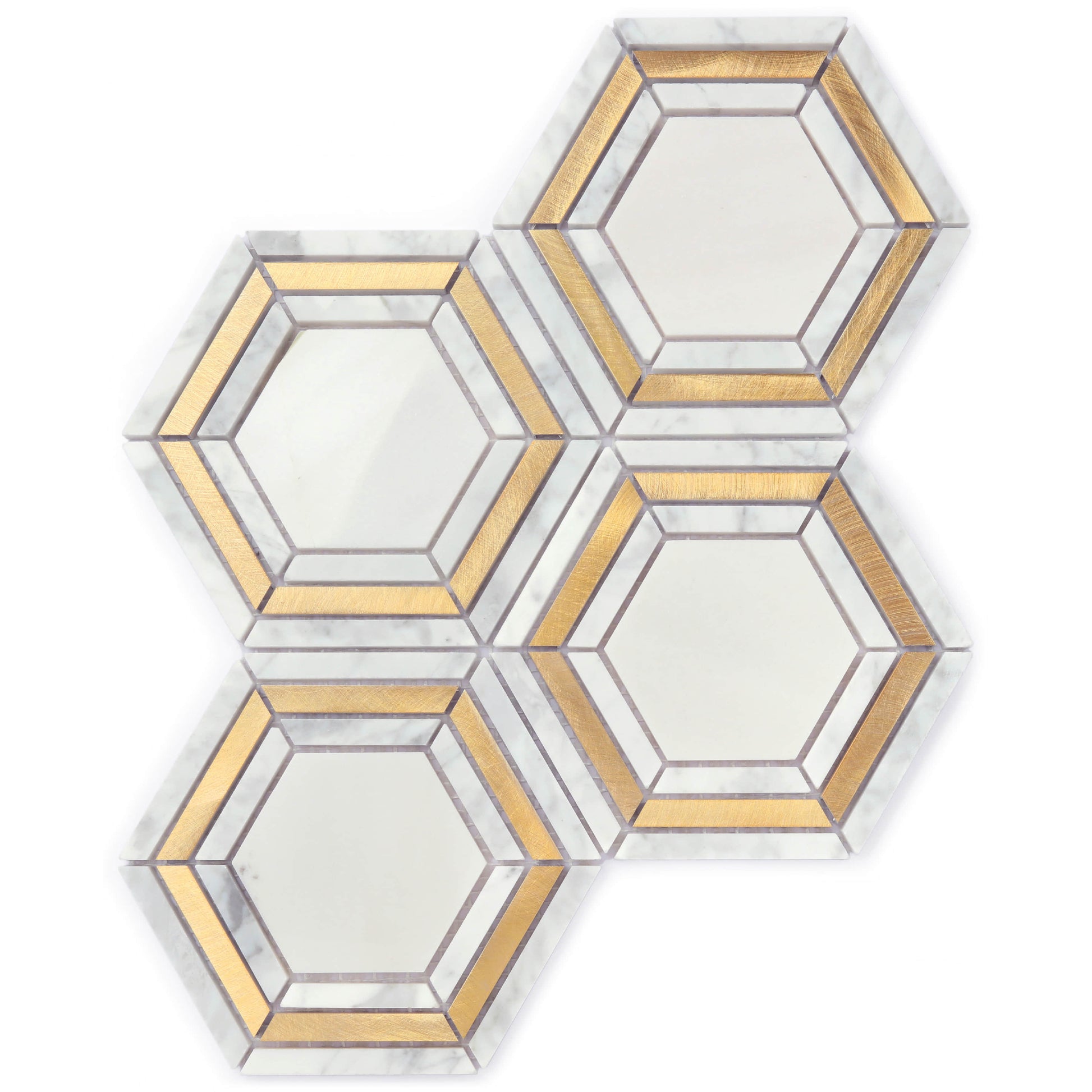 Mosaik Marmor Trapezium med mässing ark