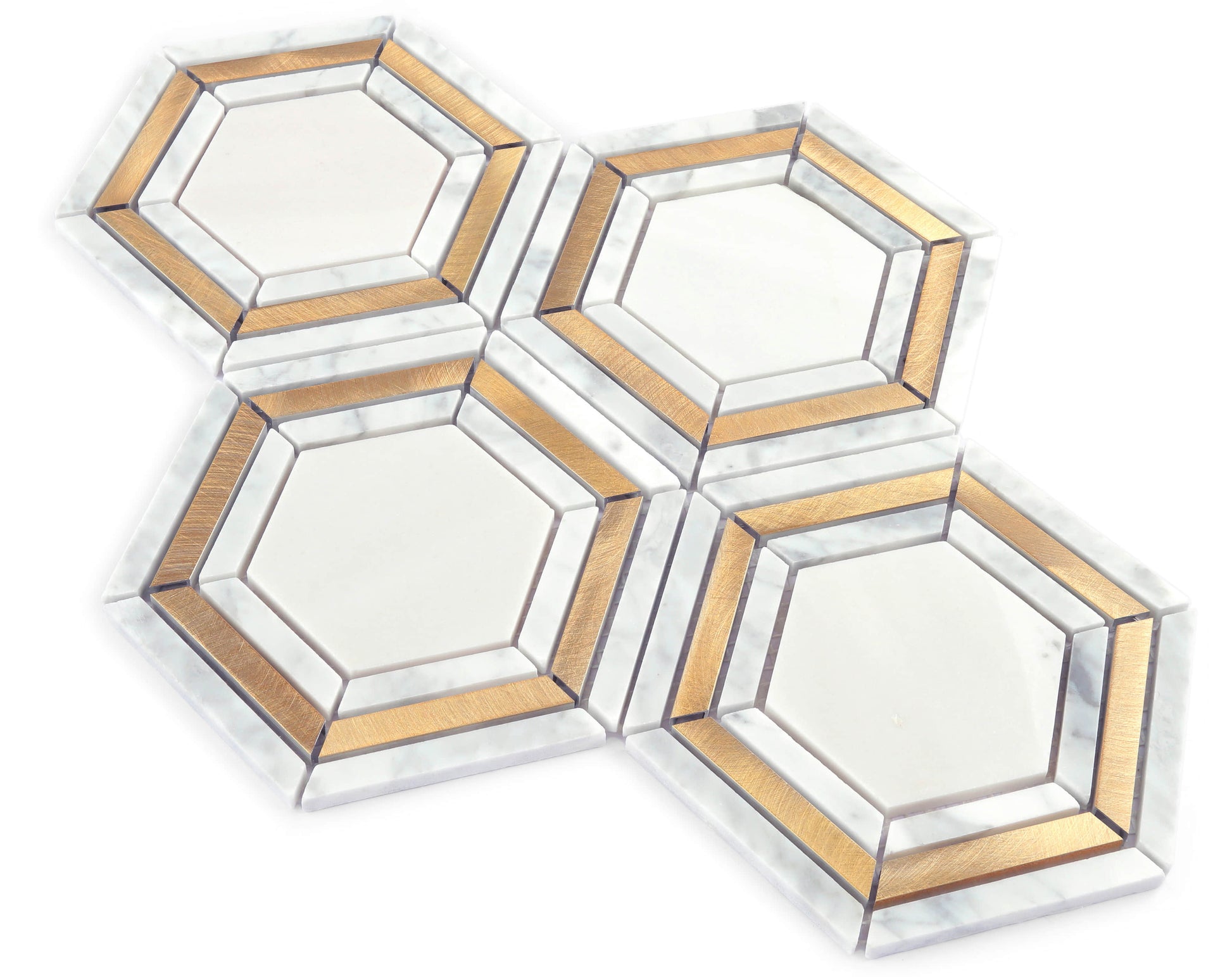 Mosaik Marmor Trapezium med mässing