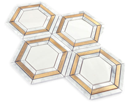 Mosaik Marmor Trapezium med mässing