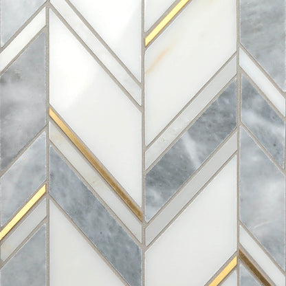 grå parallellogram mosaik med mässing