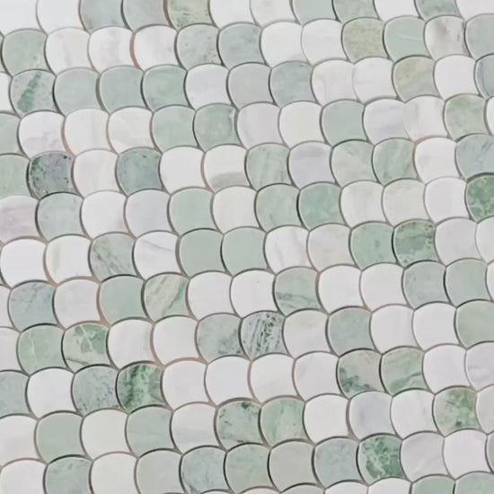 Ljusgrön marmor mosaik fish scale