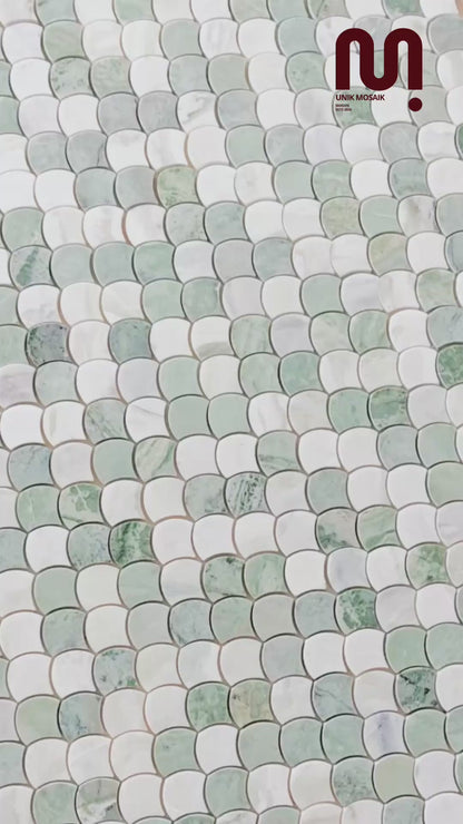 Ljusgrön marmor mosaik fish scale
