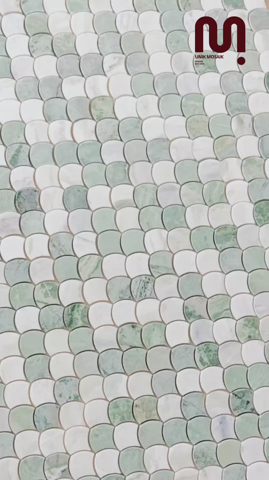 Ljusgrön marmor mosaik fish scale